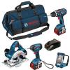 New Bosch 18v 4 Piece Kit 0615990G8P GSB/GDR/GKS/GLI 3 x 4ah Cordless Set (2383) #1 small image