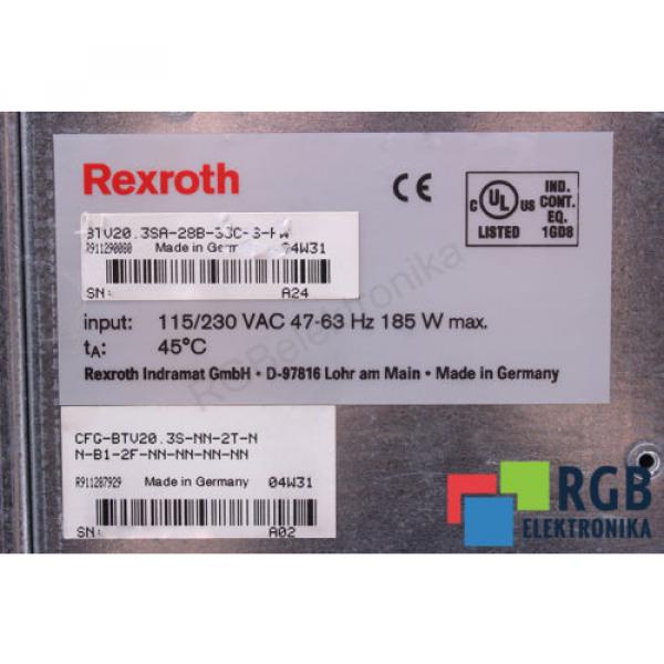 BTV20.3SA-28B-33C-S-FW India USA FWA-BTV*33-WNT-04VRS-DE-OEM REXROTH 12M WARRANTY ID35820 #5 image