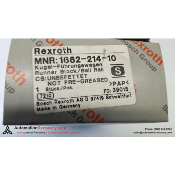 BOSCH China Mexico REXROTH MNR-1662-214-10 RUNNER BLOCK/BALL RAIL, NEW #3 image