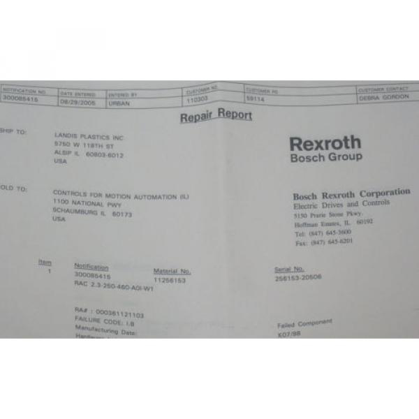 REXROTH Canada Canada RAC2.3-250-460-A0I-W1 SERVO SPINDLE DRIVE 256153, RAC23250460A0IW1 MF... #7 image