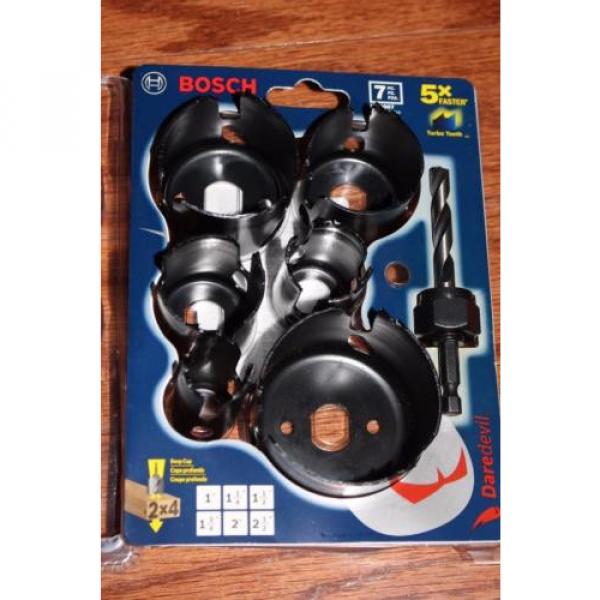 BOSCH HCD007 7 PIECE DAREDEVIL HOLE SAW BITS SET 5X FASTER TURBO TEETH DEEP CUP #1 image