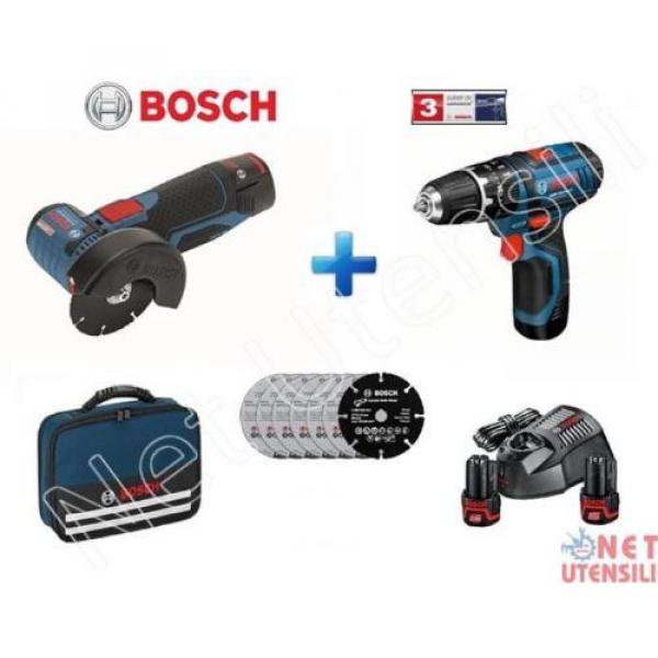 BOSCH GSB + GWS 10,8 V-EC SMERIGLIATRICE + AVVITATORE A BATTERIA CO PERCUSSIONE #1 image